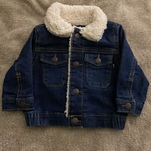 Kids Dark Blue Sherpa-Lined Denim Jacket